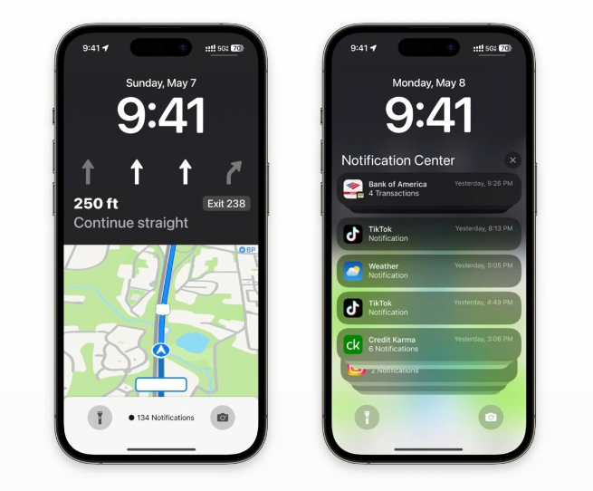 清远苹果维修服务分享iOS17锁屏地图导航半屏显示长什么样 